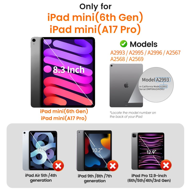 PandaShield 2 Pack for iPad Mini 8.3"(A17 Pro 7th/6th Gen 2024/2021)9H+ Tempered Glass Screen Protector with Easy-Install[12FT Grade Shatterproof]Apple Pencil Compatible,HD Clarity,Scratch Resistant - Image 2