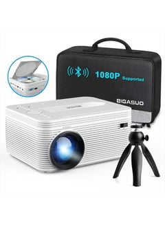HD 9000L Bluetooth Projector Built in DVD Player, Mini Projector 1080P and 250”Supported with Tripod/Carry Bag, Projector Compatible w/TV Stick, PS5, Laptop, Portable Outdoor Movie Projector