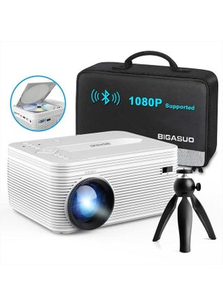 HD 9000L Bluetooth Projector Built in DVD Player, Mini Projector 1080P and 250”Supported with Tripod/Carry Bag, Projector Compatible w/TV Stick, PS5, Laptop, Portable Outdoor Movie Projector - pzsku/ZD7834C034AC9E9EC2281Z/45/_/1679272381/54159108-4554-4eae-8219-b0aab711f6e6