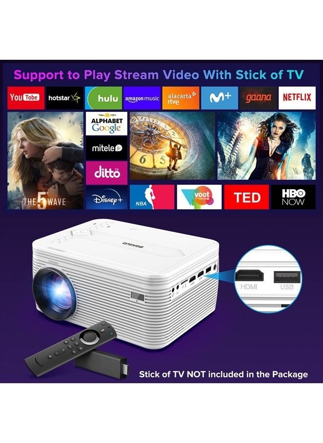 BIGASUO - HD 9000L Bluetooth Projector Built in DVD Player, Mini Projector 1080P and 250”Supported with Tripod/Carry Bag, Projector Compatible w/TV Stick, PS5, Laptop, Portable Outdoor Movie Projector - Image 1