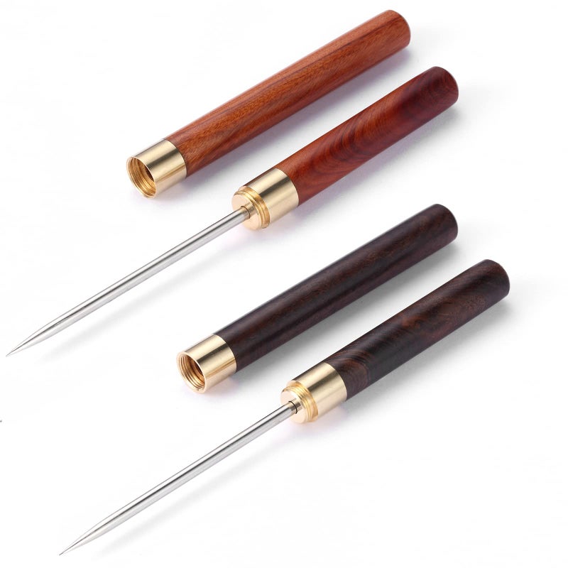 2 Pack Stainless Steel Ice Picks with Safety Cover 9inch Pick Tool for Breaking Ice Nonslip Wooden Handle for Easy to Grip for Kitchen Bars Bartender Picnics Camping  Restaurant