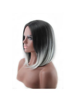 Excefore Dark Roots Highlights Bob Wigs, Short Straight Ombre Synthetic Hair Wigs for Women  - Image 2