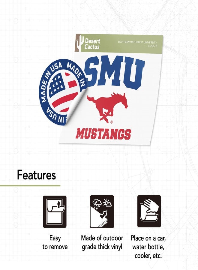 ديزرت كاكتوس ملصق صبار صحراوي لجامعة ساوثرن ميثوديست، ملصق فينيل لشعار SMU Mustangs، مناسب لأجهزة الكمبيوتر المحمول، زجاجات المياه، السيارات، ودفاتر القصاصات (IND 5) - Image 3