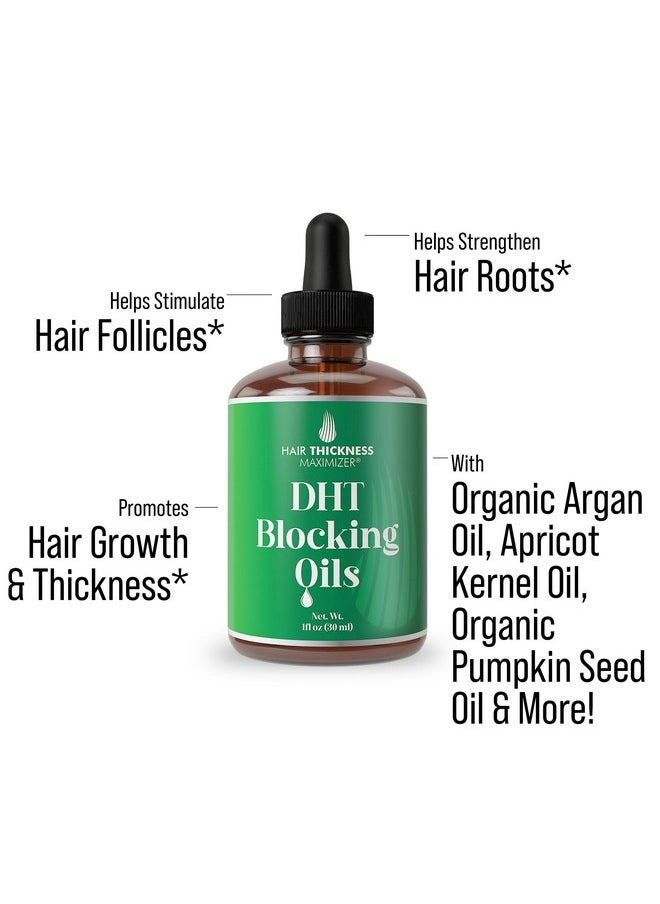 HAIR THICKNESS MAXIMIZER - DHT Blocker for Women & Men - Vegan Thickening Moisturizing Strengthening DHT Blocking Serum - Topical Scalp Oil Treatment for Weak Frizzy Dry Hair - 1oz - DHT Blocking Oil for Hair - Image 1