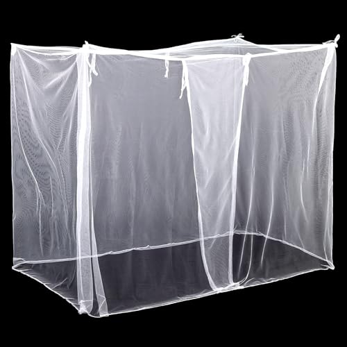 Mindsoft 4 Corners Mosquito Net for Mosquiteros para Camas Bed Canopies Netting Bed Drapes Rectangular Mosquito Mesh for Camping Home Outdoor Travel(White,L75 X W35.5 X H59 Inch,Single-Side Opening) - Image 1