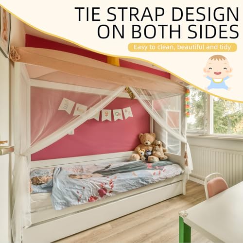 Mindsoft 4 Corners Mosquito Net for Mosquiteros para Camas Bed Canopies Netting Bed Drapes Rectangular Mosquito Mesh for Camping Home Outdoor Travel(White,L75 X W35.5 X H59 Inch,Single-Side Opening) - Image 5