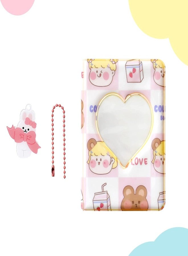 Babyfond ألبوم صور صغير بحجم 3 بوصات، حامل بطاقات صور كيبوب، ألبوم صور صغير، حامل بطاقات صور على شكل قلب مجوف، ألبوم كيبوب بـ 40 جيبًا مع قلادة جميلة لجمع الصور (وردي) - Image 2