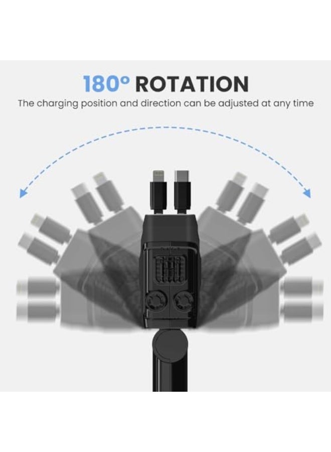 Car Charger, Mobile Phone Automobile Chargers,120W Retractable Cable and USB Mecha Car Charger, 4-Port Fast Charging,Compatible with Galaxy and Other Devices,Black - Image 5
