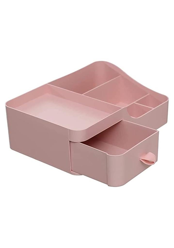 Spaceshoop Plastic Makeup Organizer With 6 Slots And Drawer - Image 1