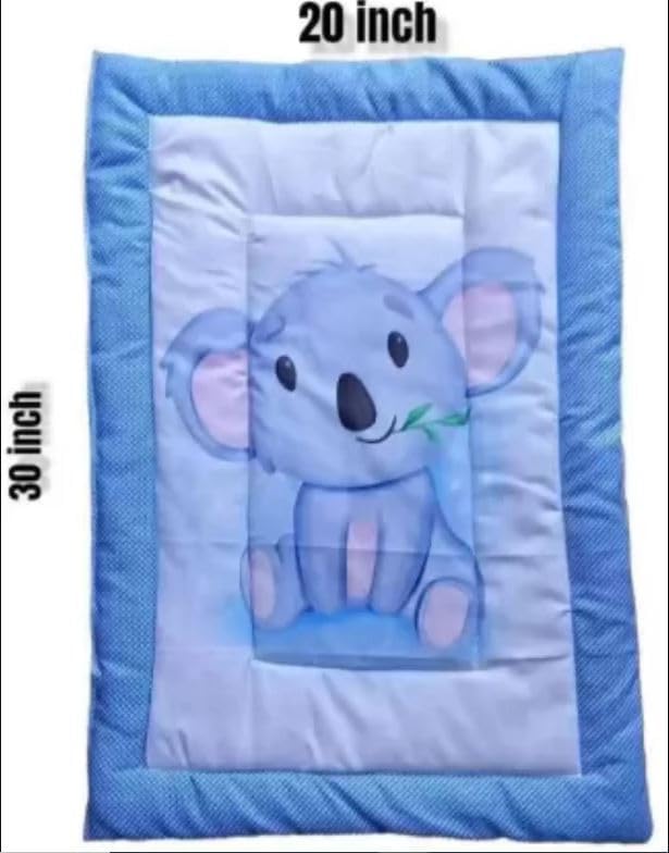 SmallBerry™ Combo Newborn Baby Pom Pom Cotton Baby Bed | Godari | Cradle Bed | Crib Sheet | Changing Mat Baby Godadi | Godari | Bedding Set | Mattress_Pack of 2 Piece_Panda & House - Image 4