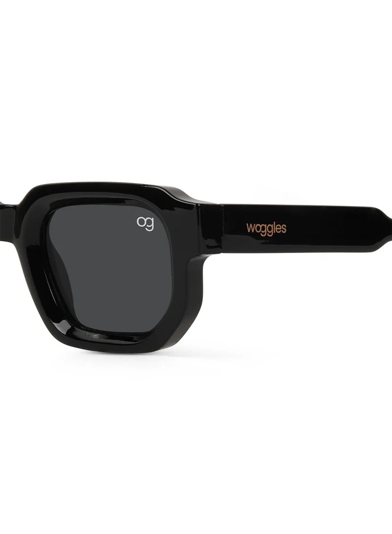 Woggles Designer Black Square Sunglasses| Men & Women| 100% Uv Protection