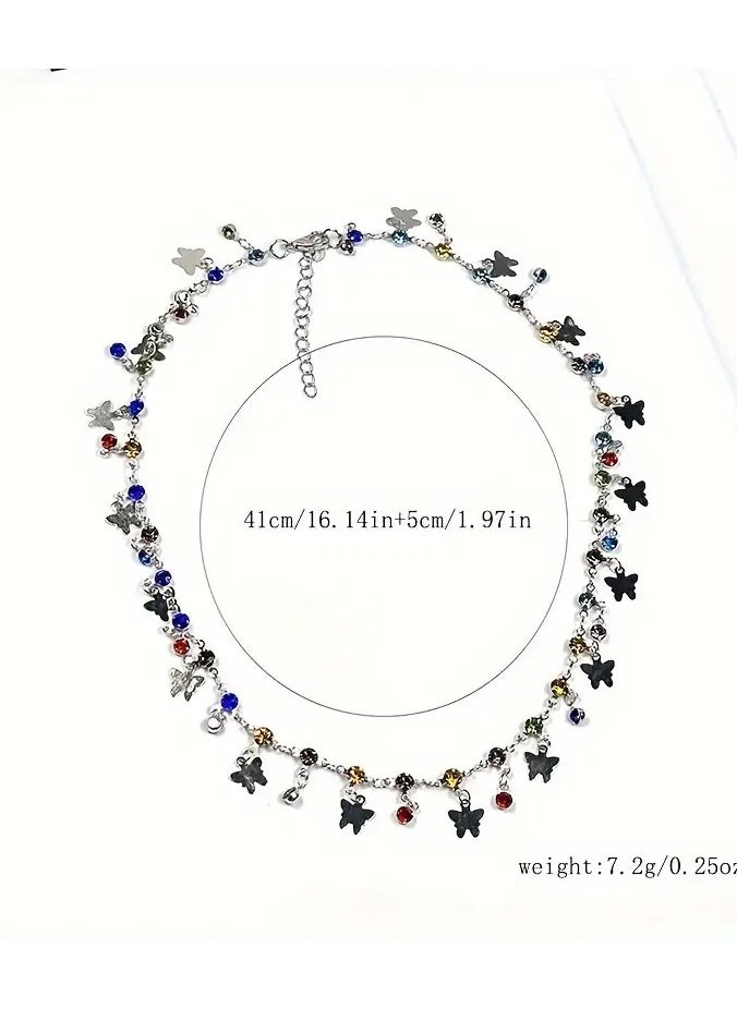 Home Clearance Sale Fashionable Colorful Butterfly Ladies' Zirconia Necklace  - Image 2