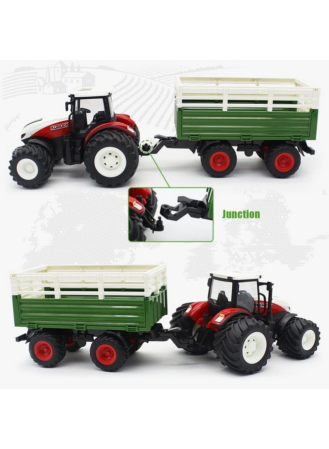 fisca Remote Control Tractor Toy RC Farm Tractor Set with Trailer Front Forklift, 1/24 Scale 2.4Ghz Electronic Tractor Farm Truck Vehicle Toy with Light for Kids Age 6, 7, 8, 9 and Up Years Old - Image 3