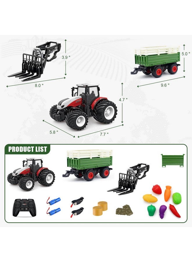 fisca Remote Control Tractor Toy RC Farm Tractor Set with Trailer Front Forklift, 1/24 Scale 2.4Ghz Electronic Tractor Farm Truck Vehicle Toy with Light for Kids Age 6, 7, 8, 9 and Up Years Old - Image 5