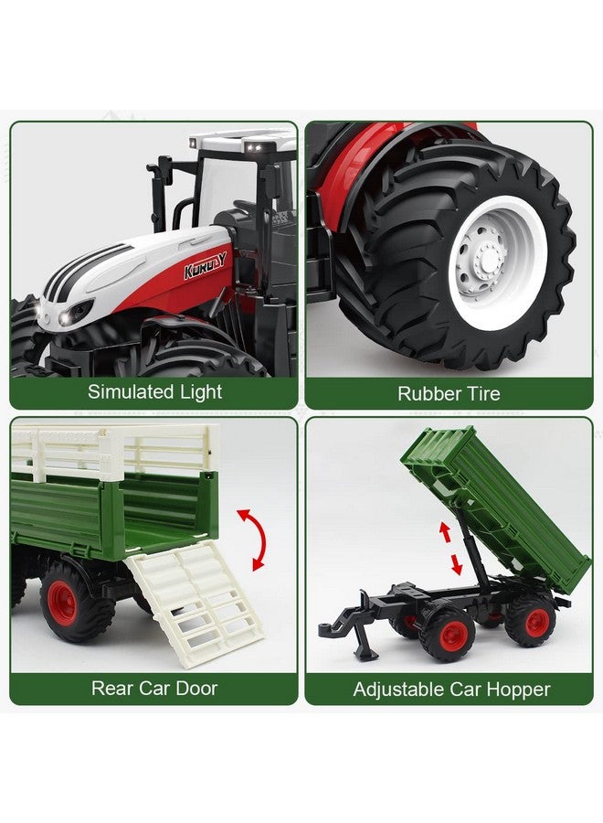 fisca Remote Control Tractor Toy RC Farm Tractor Set with Trailer Front Forklift, 1/24 Scale 2.4Ghz Electronic Tractor Farm Truck Vehicle Toy with Light for Kids Age 6, 7, 8, 9 and Up Years Old - Image 4
