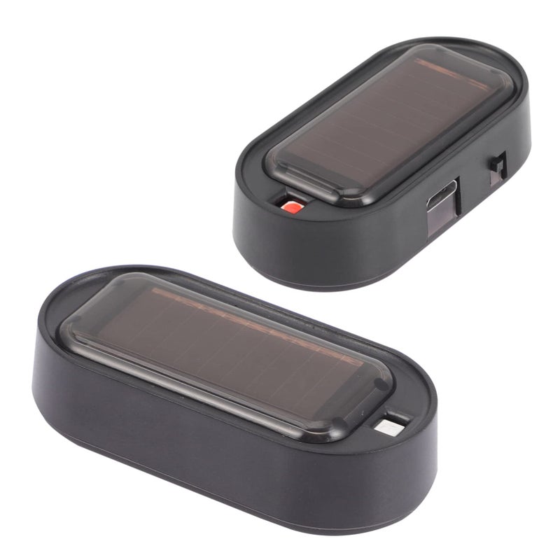 Solar Powered Car Theft Warning Light 2 Pack with Adhesive Base Flashing Security Lamp for Vehicle Roof USB Rechargeable - Image 2