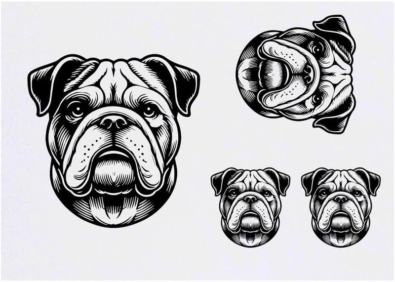 4 x Bulldog Temporary Tattoos Water Resistant SkinSafe NonToxic Transfers Mixed Sizes TO00075716