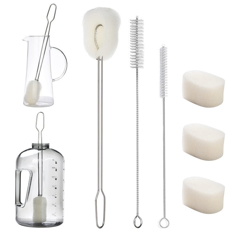 ALINK 14.5"" Extra Long Sponge Bottle Brush Cleaner Set  6-Pack Cleaning Brush for 1/ Half Gallon Water Bottle  128 oz 64oz 30oz Tumbler  Thermos  Jug  Teapot  Glass Pitcher - Image 1
