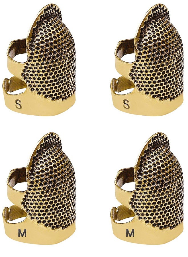 4 Pack Adjustable Metal Sewing Thimble Finger Protector for Quilting & Needlework, 2 Sizes (S, M) - Image 1