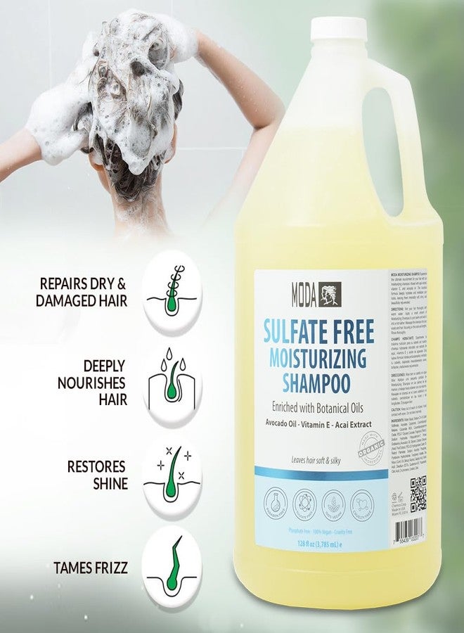 MODA Sulfate-Free Moisturizing Shampoo for All Hair Types - Professional - Deeply Cleanses and Conditions, Strengthens, Restores and Shines Hair - 1 GAL - Image 4