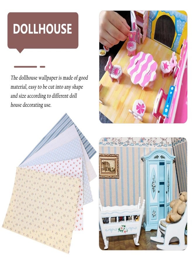 Hemoton 15 Sheets Miniature Dollhouse Wallpaper Set 11.41 X 8.26 Inches Self-Adhesive Peel and Stick Wall Decor for DIY Dollhouse Background and Flooring - Image 5