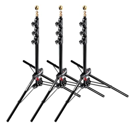 Manfrotto 1051BAC-3 6-Feet 9-Inches Alu Mini Compact Stand AC with 4 Section and 3 Risers, 3-Pack (Black) - Image 1