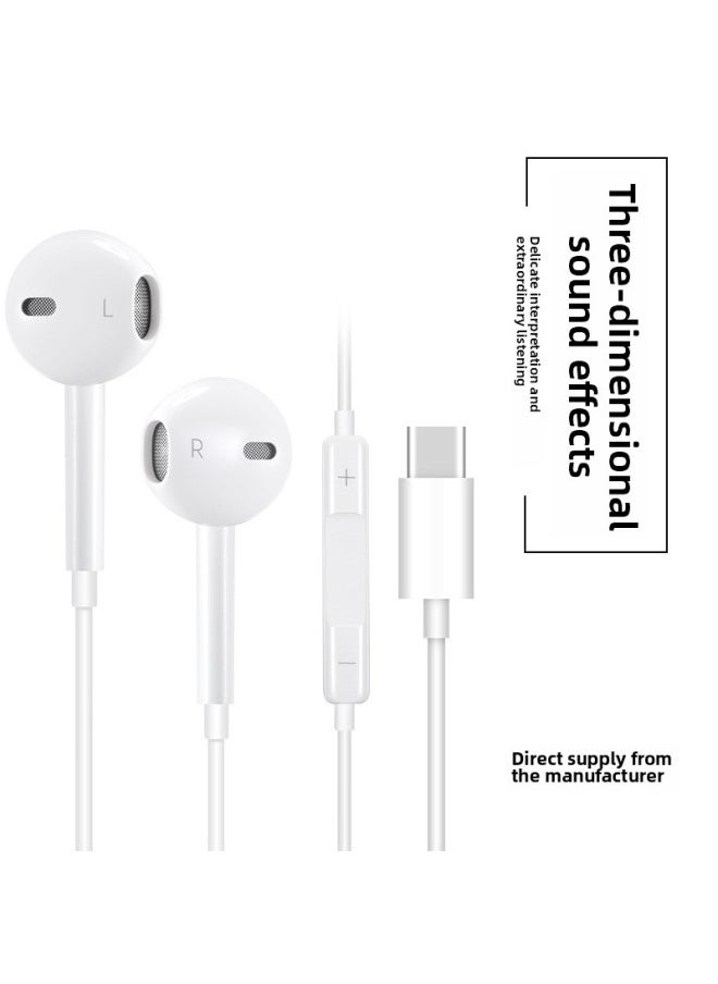 Remote Wired Headset For Apple Lightning Android Type-c For Huawei Mobile Phone Wire Control In-Ear-Color:P44 (type-c Plug) Digital [carton Packaging]