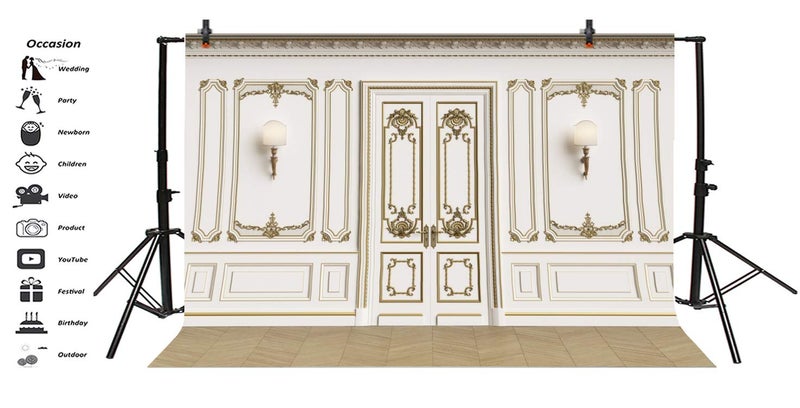 Leyiyi 10x8ft Vintage Room Inside Backdrop European Frame French Door Modern Castle House Cementery Wall Empty Building Photo Background Cowboy Kids Birthday Portrait Studio Prop Vinyl Wallpaper - Image 3