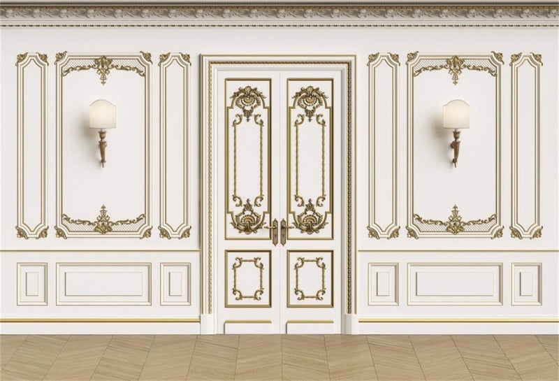Leyiyi 10x8ft Vintage Room Inside Backdrop European Frame French Door Modern Castle House Cementery Wall Empty Building Photo Background Cowboy Kids Birthday Portrait Studio Prop Vinyl Wallpaper - Image 5