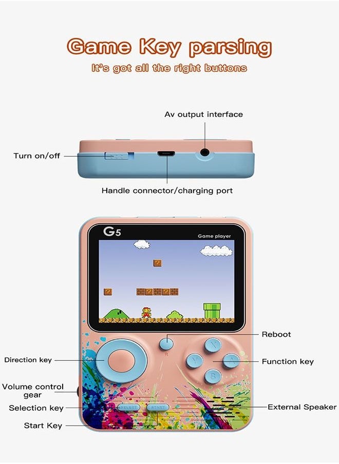 Mini Console Player G5 Gamebox with 500 Games Pink