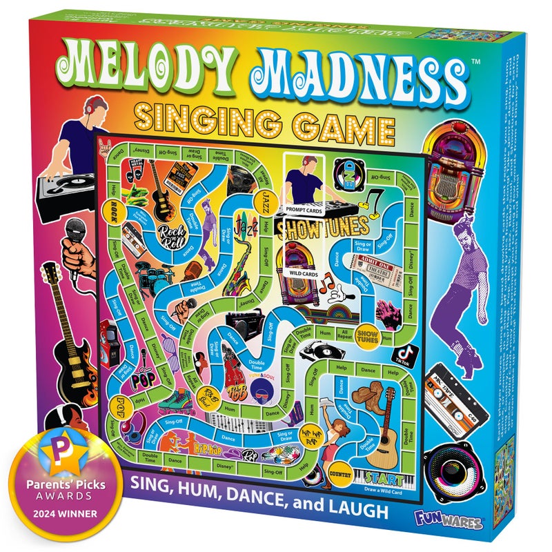 Funwares Melody Madness a Singing Game Sing It or Shout It Talent NOT Required Family and Party Board Game - Image 3