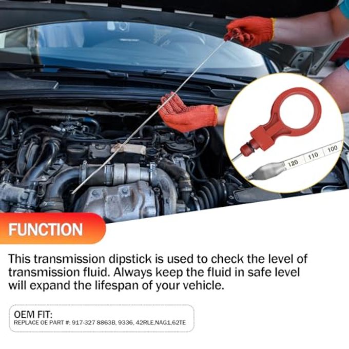VerRich Transmission Fluid Oil Dipstick OE # 917-327 8863B, 9336, 42RLE, NAG1, 62TE for Chrysler Dodge Jeep, Level Dipstick Tool with Marks Easy Read - Image 3