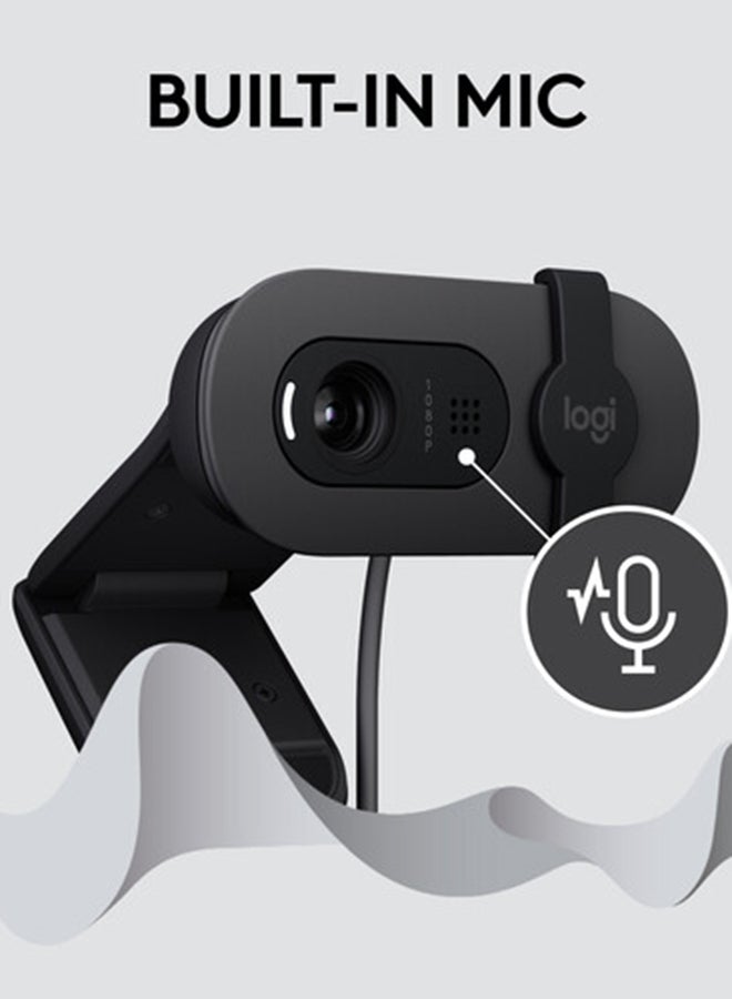 لوجيتيك كاميرا ويب Brio 100 عالية الدقة بمنفذ USB باللون الأسود - Image 5