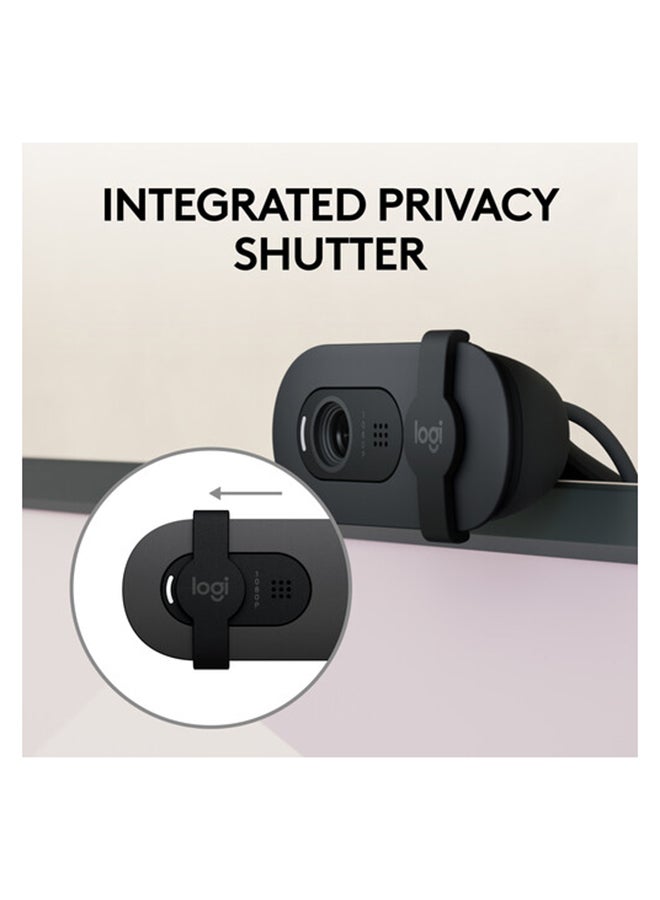 لوجيتيك كاميرا ويب Brio 100 عالية الدقة بمنفذ USB باللون الأسود - Image 4