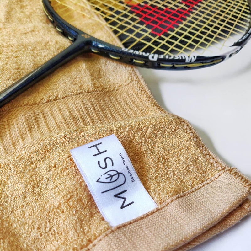 Mush Bamboo Hand Towels Set of 2 | 100% Bamboo Gym Towel for Men/Women Workout | Ultra Soft, Absorbent & Quick Dry Towel for Gym, Travel, Sports and Yoga | 40 x 60 cms | 600 GSM (Golden Brown) - Image 3