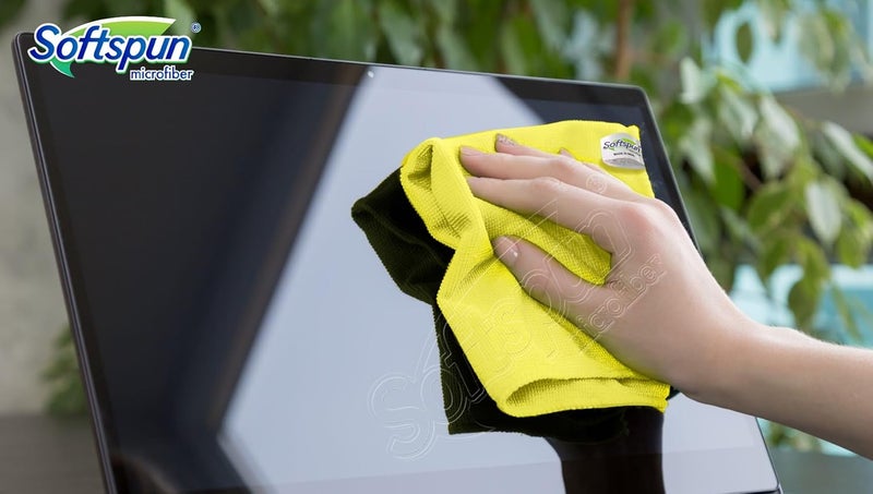 SOFTSPUN Microfiber Cleaning Cloths 4pcs 40x40cms 340GSM MultiColour Highly Absorbent Lint and Streak Free Multi Purpose Wash Cloth for Kitchen Window Stainless Steel Silverware - Image 4