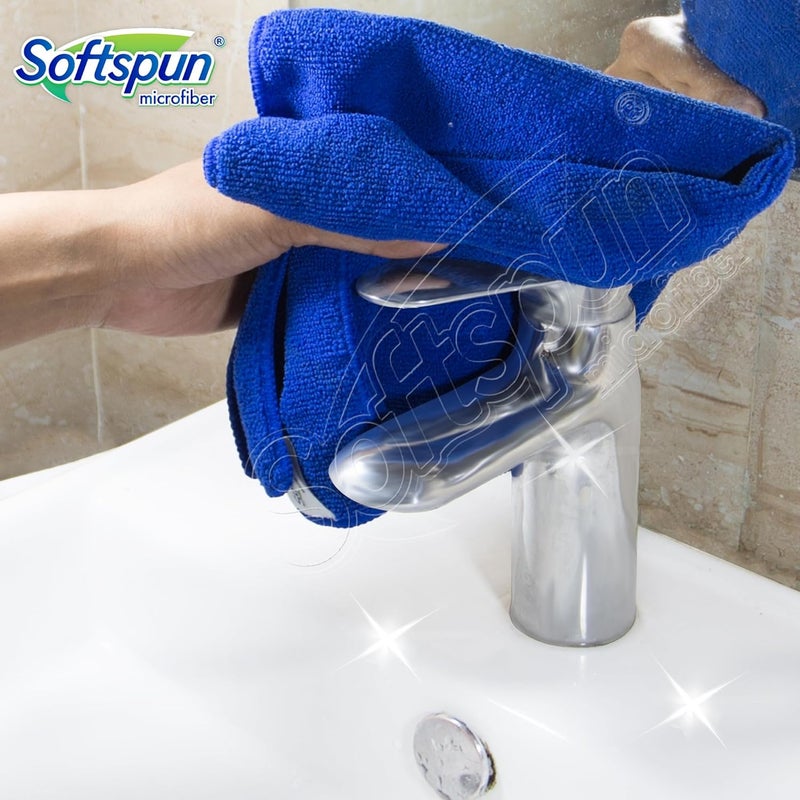 SOFTSPUN Microfiber Cleaning Cloths 4pcs 40x40cms 340GSM MultiColour Highly Absorbent Lint and Streak Free Multi Purpose Wash Cloth for Kitchen Window Stainless Steel Silverware - Image 5