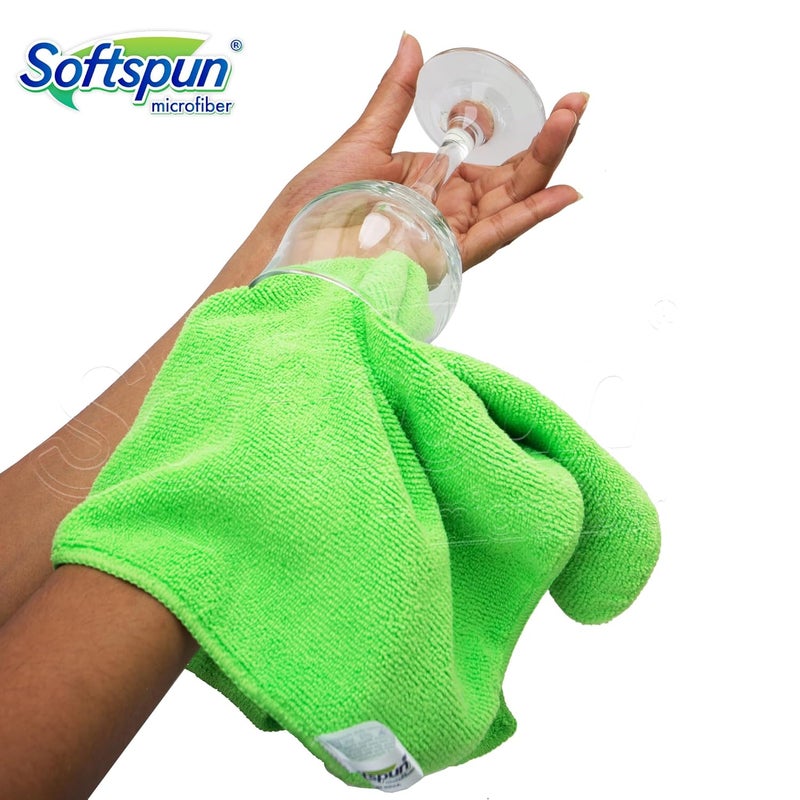 SOFTSPUN Microfiber Cleaning Cloths 4pcs 40x40cms 340GSM MultiColour Highly Absorbent Lint and Streak Free Multi Purpose Wash Cloth for Kitchen Window Stainless Steel Silverware - Image 3