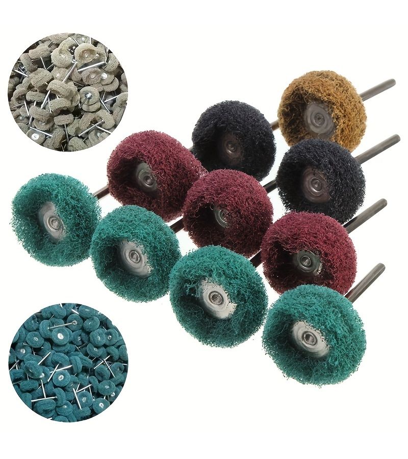 5Pcs Yellow Mini Drill Bit Nylon Abrasive Brush Set Grinding Polishing Wheel Rotary Tool Rust Removal - Image 4