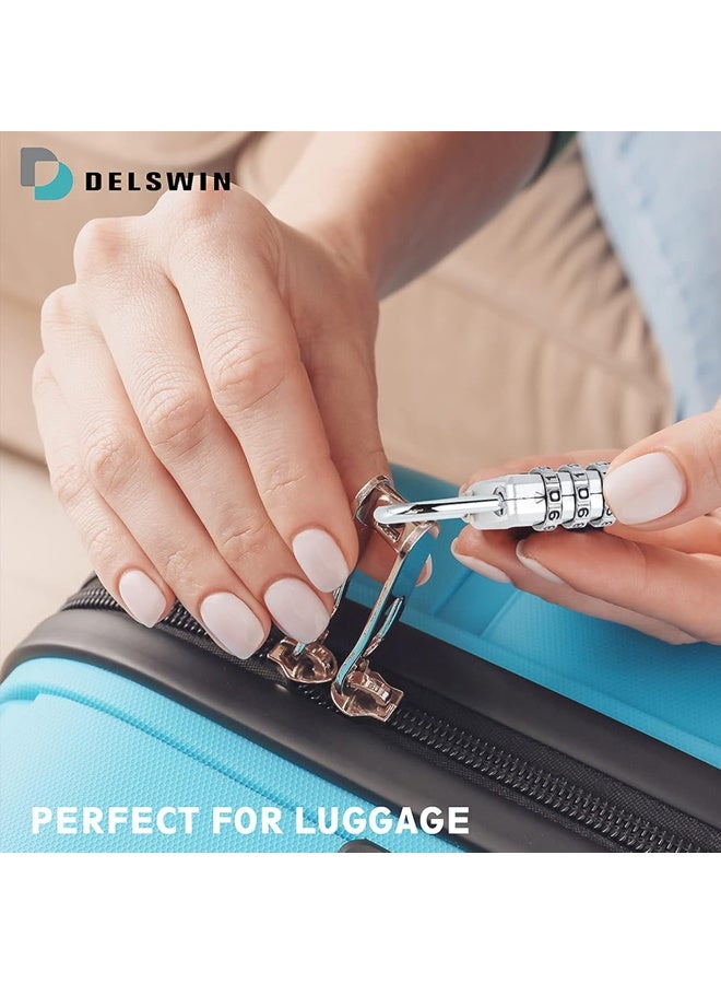 DELSWIN قفل تركيبي 4 أرقام لقفل خزانة الجيم - 8 قطع قفل تركيبي قابل لإعادة الضبط لصندوق الأدوات وخزانة الموظفين ومقاوم للعوامل الجوية وقفل سفر للأمتعة وحقيبة الظهر والبوابة والمخزن، فضي - Image 3