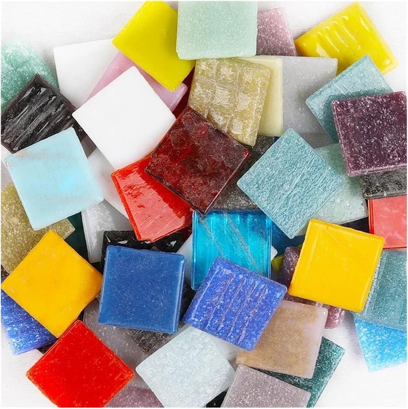 Mosaic Tiles 100g/3.5oz(Approx.35pcs) Mosaic Quartz Tiles 2cm/0.78in Square Tile 0.4cm/0.15in Thickness DIY Craft Materials Mixed Color Mix - Image 1
