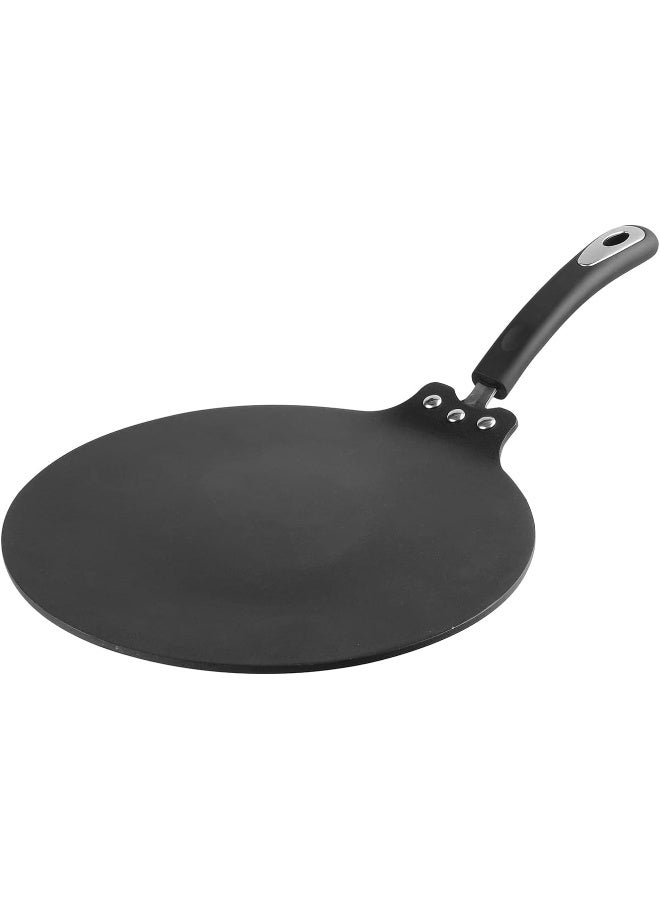 Vinod Hanos Non-Stick Flat Multi Tawa 30 cm Diameter, Hard Anodised Non-Stick Coating with Bakelite Riveted Handle - 5.25 mm Thickness, Black (Induction and Gas Stove Friendly) - Image 1