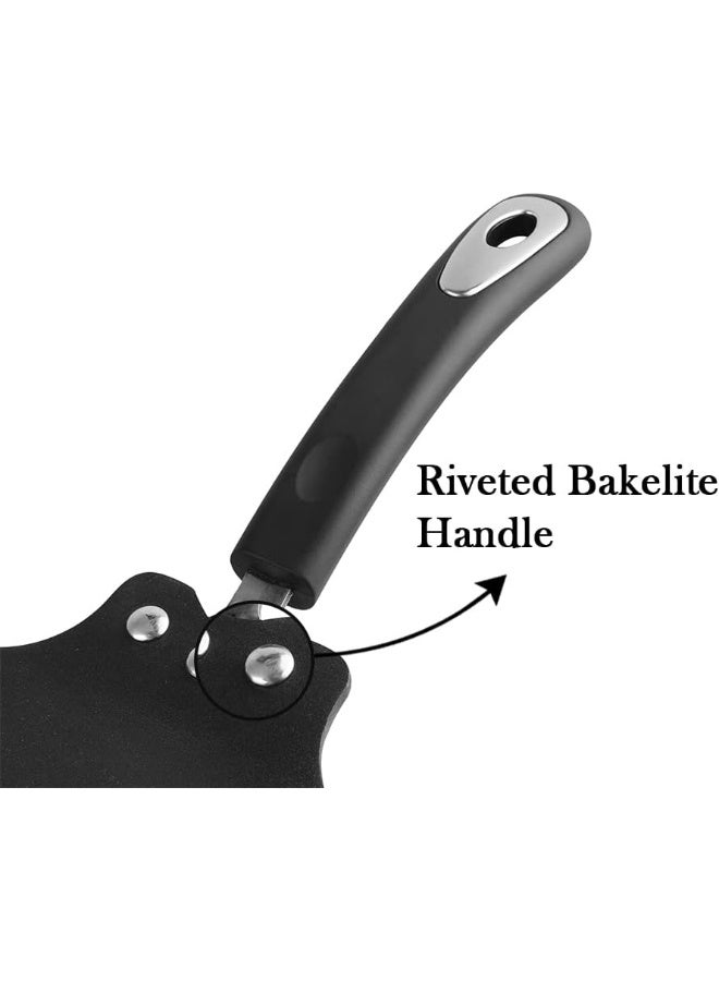Vinod Hanos Non-Stick Flat Multi Tawa 30 cm Diameter, Hard Anodised Non-Stick Coating with Bakelite Riveted Handle - 5.25 mm Thickness, Black (Induction and Gas Stove Friendly) - Image 3