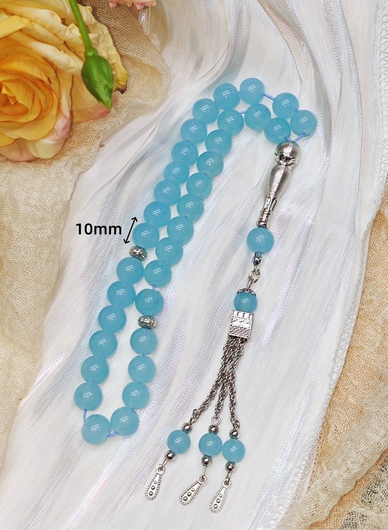 10mm 33-piece glass prayer beads with a skylight, handcrafted - Image 3
