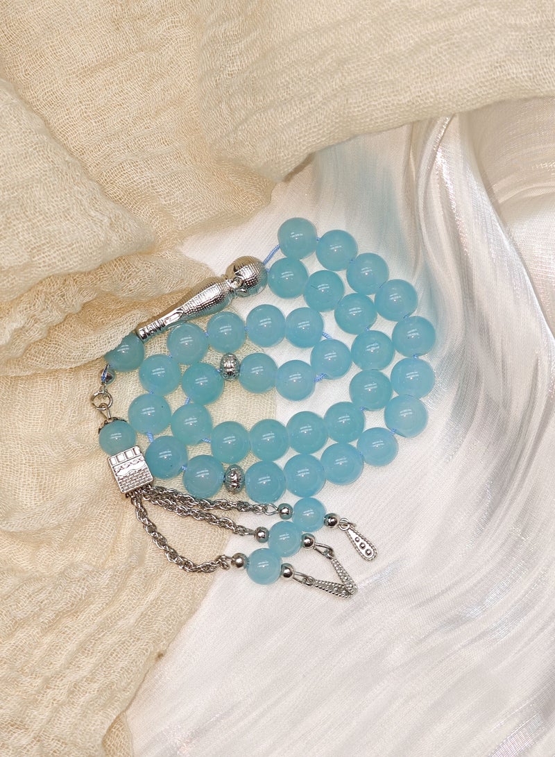10mm 33-piece glass prayer beads with a skylight, handcrafted - Image 1