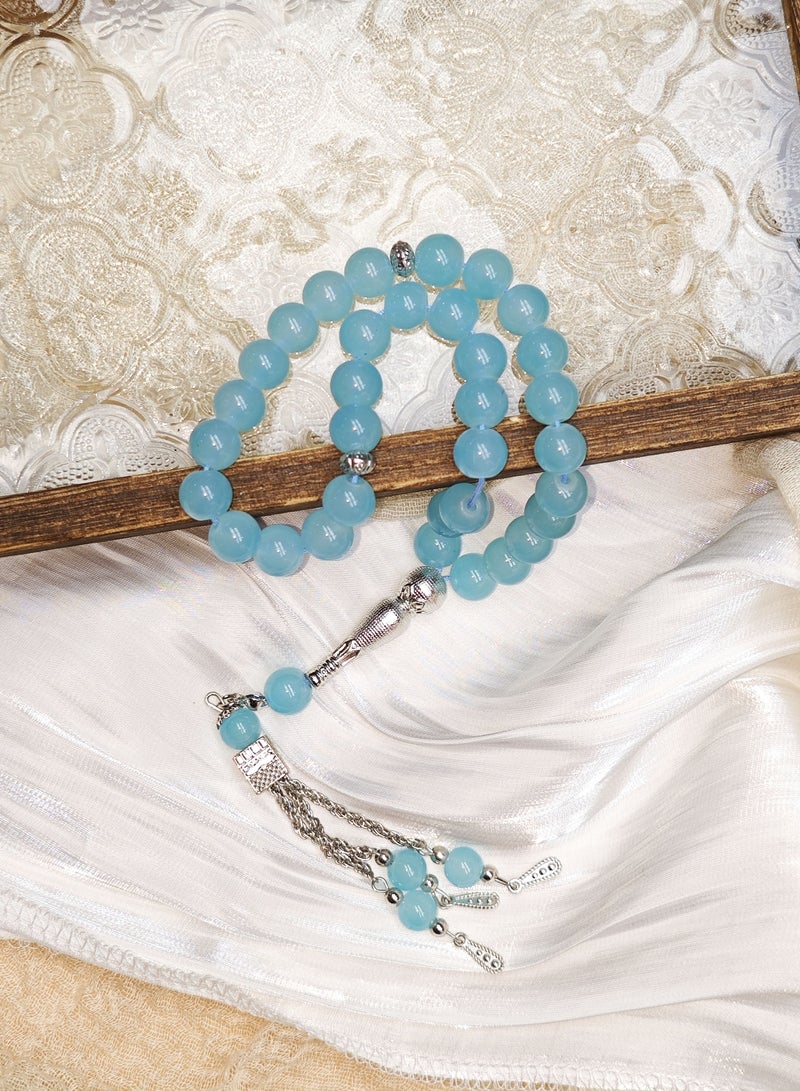 10mm 33-piece glass prayer beads with a skylight, handcrafted - Image 2