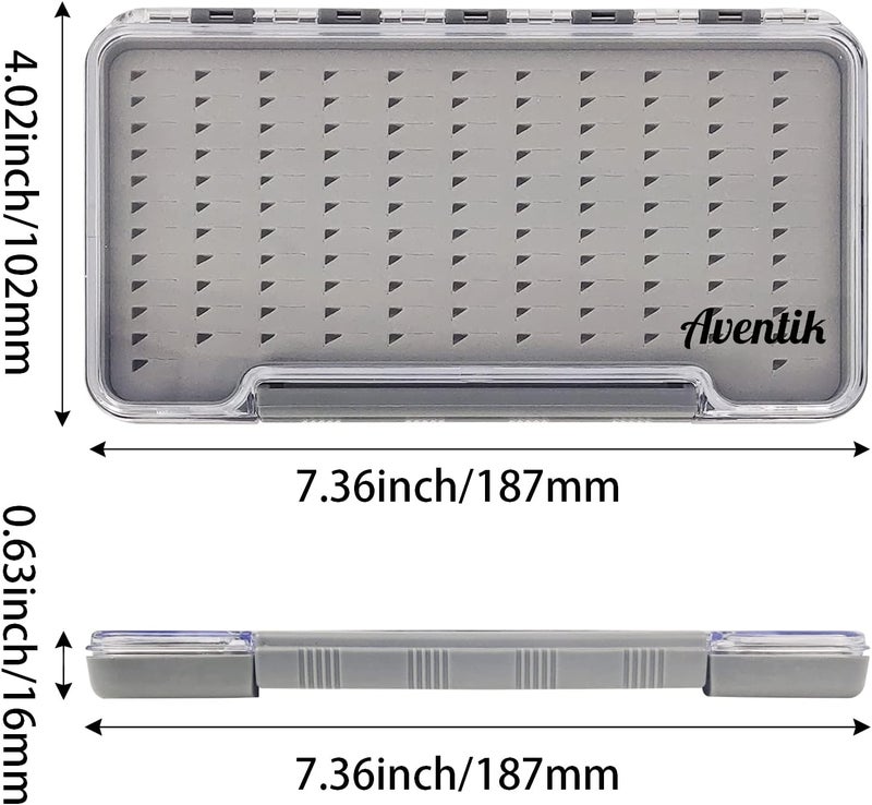 Riverruns Waterproof Fly Fishing Boxes Supper Slim Transparent Fishing Tackle Storage Easy Grip Foams Multi Magnetic Compartments Fishing Tackle Storage Trags 7.36"X4.02"X0.63"(Grey-H046LB) - Image 2