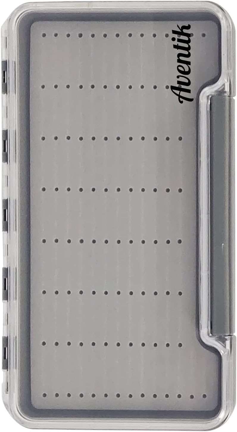 Riverruns Waterproof Fly Fishing Boxes Supper Slim Transparent Fishing Tackle Storage Easy Grip Foams Multi Magnetic Compartments Fishing Tackle Storage Trags 7.36"X4.02"X0.63"(Grey-H046LB) - Image 4