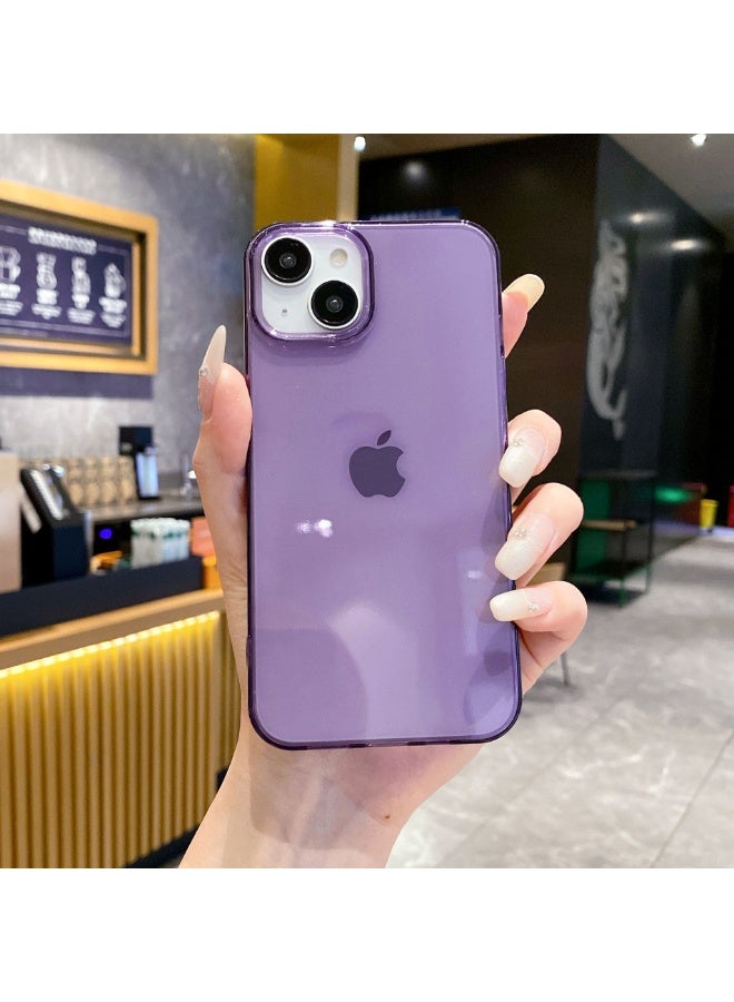NIBEMINENT Transparent Candy Color Protective TPU Case Cover For iPhone 14 Plus, Violet