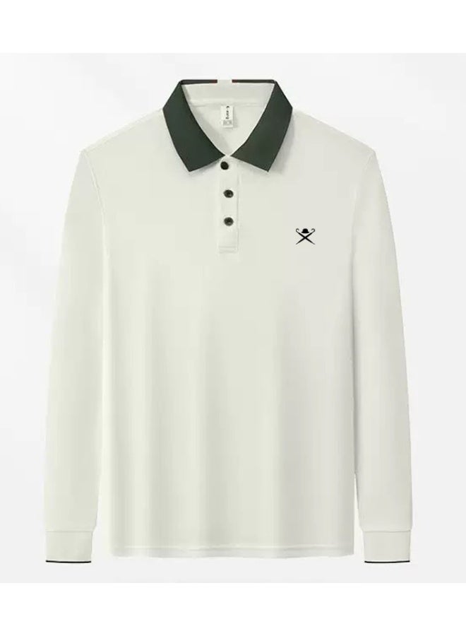 HACKETT LONDON Contrasting Lapel Long Sleeve Polo Shirt Men and Women Spring and Autumn Cotton Casual Bottom Shirt - Image 4